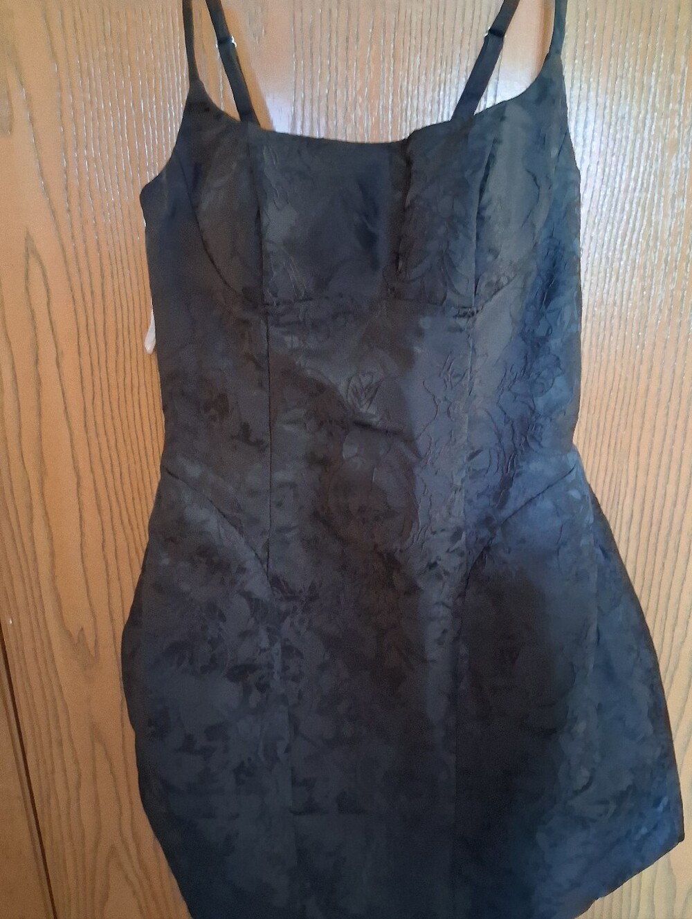 Black Floral Jacquard Slip Dress - Unbranded